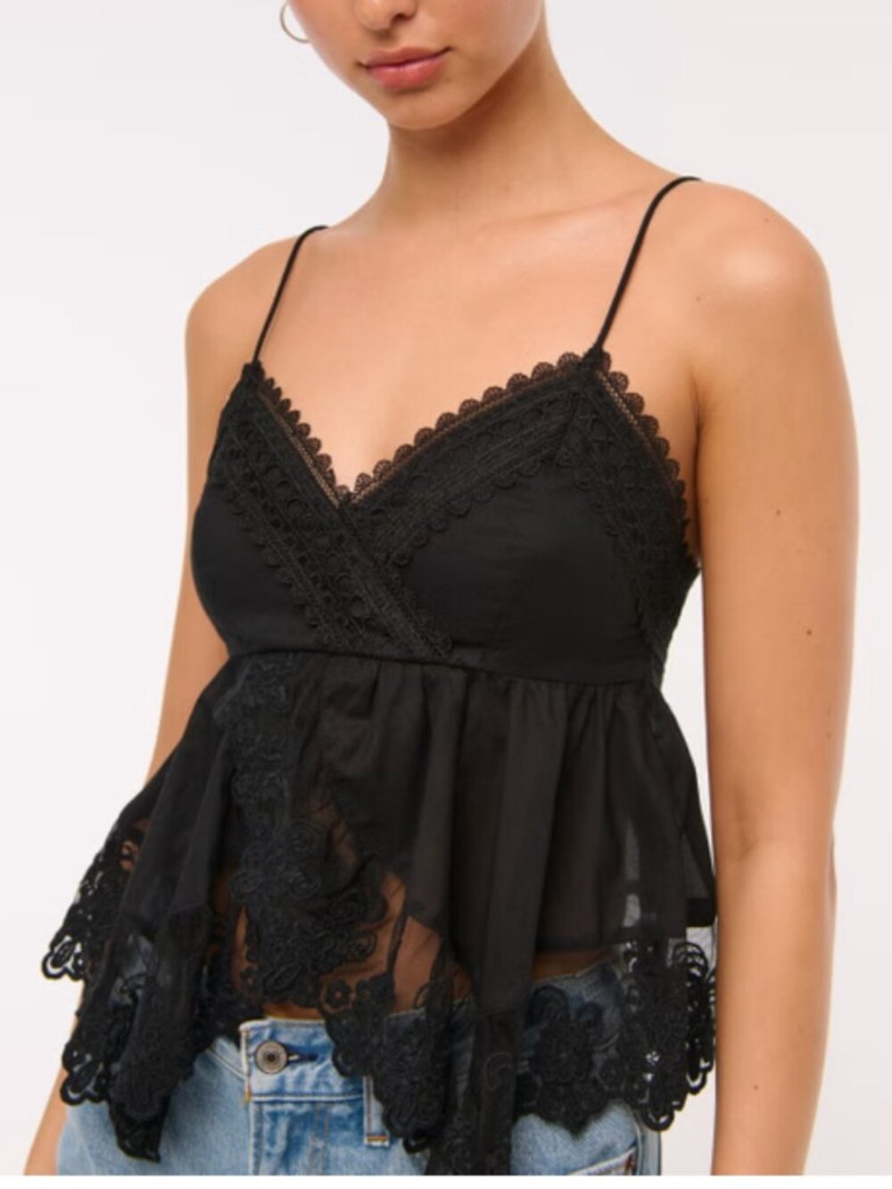 NWT Abercrombie Baby Doll Lace Trim Cami
